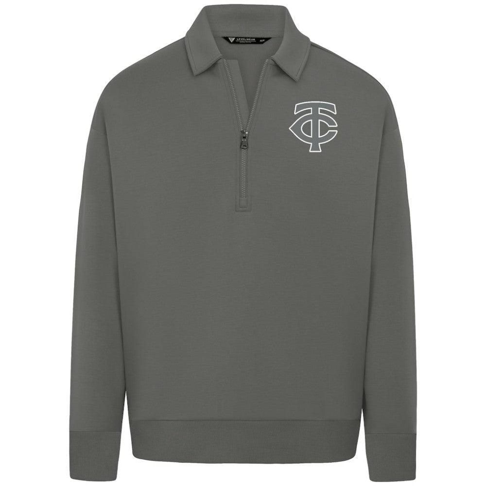 Minnesota Twins Levelwear Luxe Signature Quarter-Zip Chenille Logo Tri-Blend Sweatshirt Discount