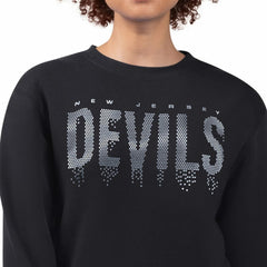 New Jersey Devils G-III 4Her by Carl Banks Women's Metallic Drop Printed Fleece Sweatshirt - Black | NHL Clearance