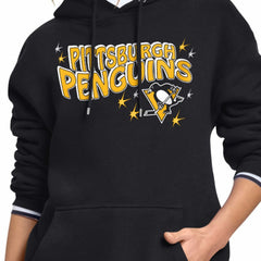 Pittsburgh Penguins Starter Women's Fireworks Fleece Hoodie - Black | NHL Clearance