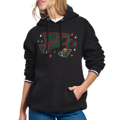 Minnesota Wild Starter Women's Fireworks Fleece Hoodie - Black | NHL Lifestyle
