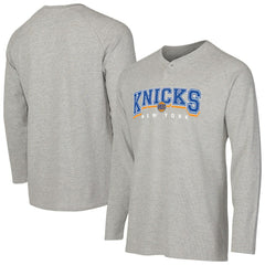 New York Knicks Concepts Sport Hawthorn Thermal Knit Long Sleeve Henley T-Shirt Gray