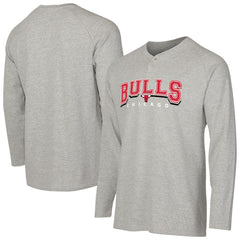 Chicago Bulls Concepts Sport Hawthorn Thermal Knit Long Sleeve Henley T-Shirt Gray