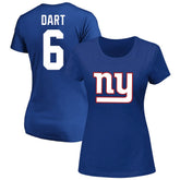 Jaxson Dart New York Giants Women's Plus Size Name & Number Scoop Neck T-Shirt - Royal - Fanatics