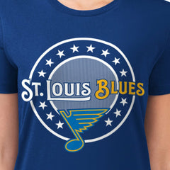 St. Louis Blues G-III 4Her by Carl Banks Women's Super-Slim Lightweight Pinstripe Circle Graphic T-Shirt - Royal | NHL online