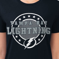 Tampa Bay Lightning G-III 4Her by Carl Banks Women's Super-Slim Lightweight Pinstripe Circle Graphic T-Shirt - Navy | NHL on sale