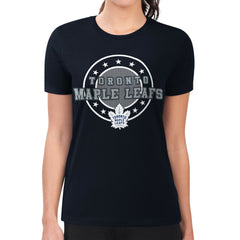 Toronto Maple Leafs G-III 4Her by Carl Banks Women's Super-Slim Lightweight Pinstripe Circle Graphic T-Shirt - Navy | NHL near me