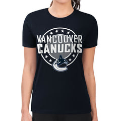 Vancouver Canucks G-III 4Her by Carl Banks Women's Super-Slim Lightweight Pinstripe Circle Graphic T-Shirt - Navy | NHL online