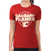 Calgary Flames G-III 4Her by Carl Banks Women's Super-Slim Lightweight Pinstripe Circle Graphic T-Shirt - Red | NHL online