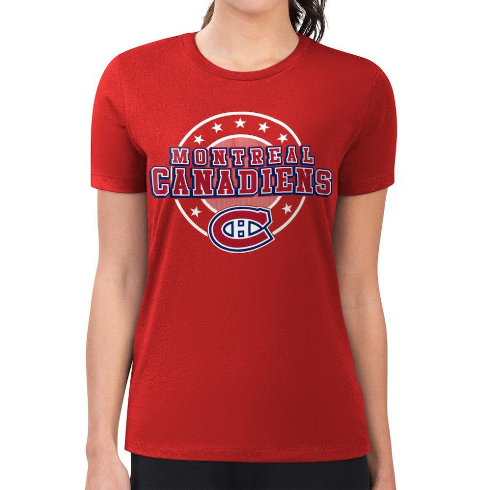 Montreal Canadiens G-III 4Her by Carl Banks Women's Super-Slim Lightweight Pinstripe Circle Graphic T-Shirt - Red | NHL on sale