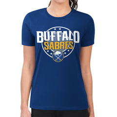 Buffalo Sabres G-III 4Her by Carl Banks Women's Super-Slim Lightweight Pinstripe Circle Graphic T-Shirt - Royal | NHL Lifestyle