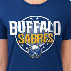 Buffalo Sabres G-III 4Her by Carl Banks Women's Super-Slim Lightweight Pinstripe Circle Graphic T-Shirt - Royal | NHL Lifestyle