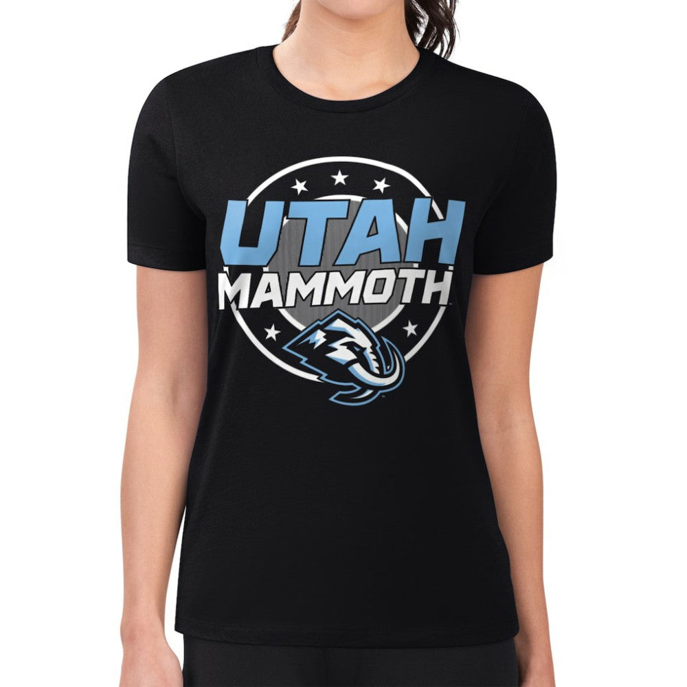 Utah Mammoth G-III 4Her by Carl Banks Women's Super-Slim Lightweight Pinstripe Circle Graphic T-Shirt - Black | NHL sale