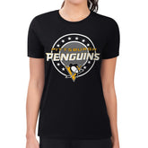 Pittsburgh Penguins G-III 4Her by Carl Banks Women's Super-Slim Lightweight Pinstripe Circle Graphic T-Shirt - Black | NHL Clearance