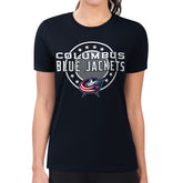 Columbus Blue Jackets G-III 4Her by Carl Banks Women's Super-Slim Lightweight Pinstripe Circle Graphic T-Shirt - Navy | NHL on sale