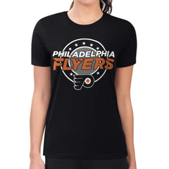 Philadelphia Flyers G-III 4Her by Carl Banks Women's Super-Slim Lightweight Pinstripe Circle Graphic T-Shirt - Black | NHL on sale