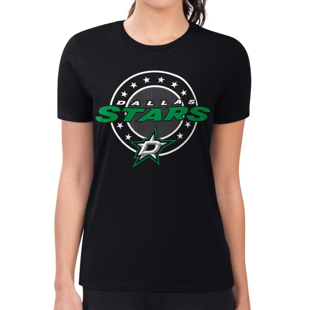 Dallas Stars G-III 4Her by Carl Banks Women's Super-Slim Lightweight Pinstripe Circle Graphic T-Shirt - Black | NHL on sale