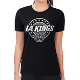 Los Angeles Kings G-III 4Her by Carl Banks Women's Super-Slim Lightweight Pinstripe Circle Graphic T-Shirt - Black | NHL Clearance
