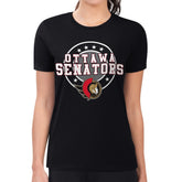 Ottawa Senators G-III 4Her by Carl Banks Women's Super-Slim Lightweight Pinstripe Circle Graphic T-Shirt - Black | NHL near me