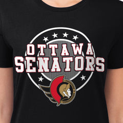 Ottawa Senators G-III 4Her by Carl Banks Women's Super-Slim Lightweight Pinstripe Circle Graphic T-Shirt - Black | NHL near me