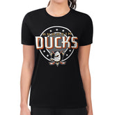 Anaheim Ducks G-III 4Her by Carl Banks Women's Super-Slim Lightweight Pinstripe Circle Graphic T-Shirt - Black | NHL online