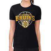Boston Bruins G-III 4Her by Carl Banks Women's Super-Slim Lightweight Pinstripe Circle Graphic T-Shirt - Black | NHL online