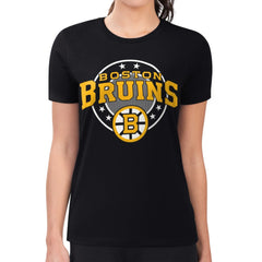 Boston Bruins G-III 4Her by Carl Banks Women's Super-Slim Lightweight Pinstripe Circle Graphic T-Shirt - Black | NHL online