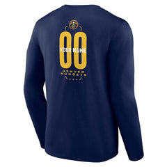 Denver Nuggets Center Court Name & Number Custom Long Sleeve T-Shirt Navy