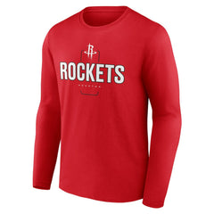 Houston Rockets Center Court Name & Number Custom Long Sleeve T-Shirt Red