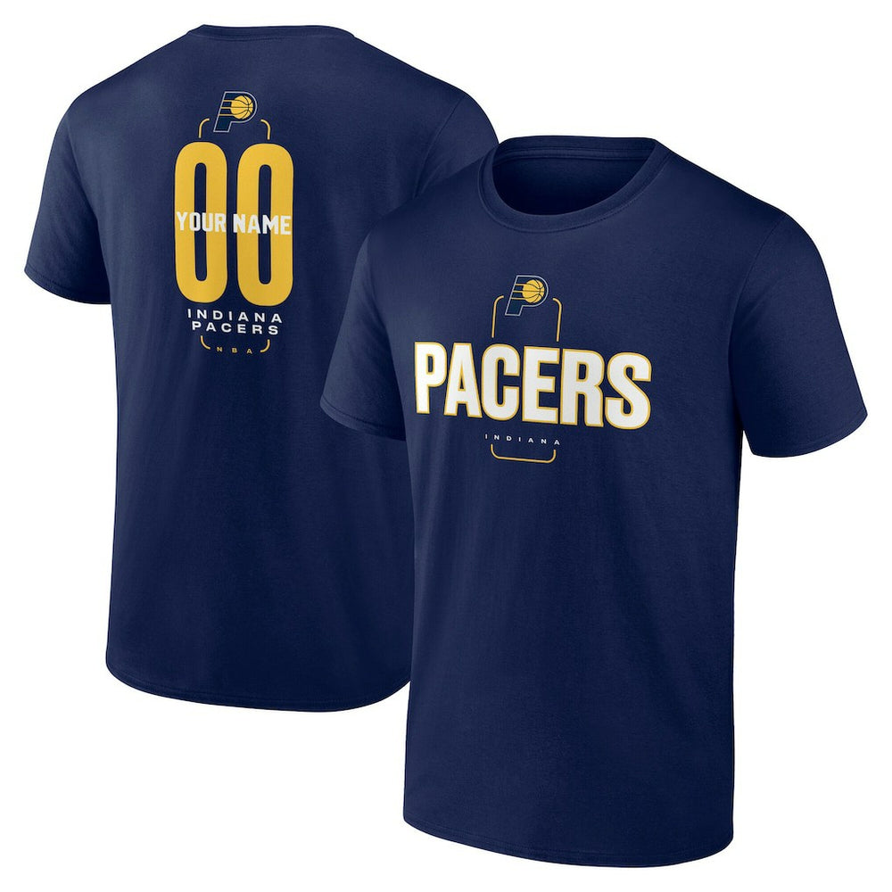 Indiana Pacers Center Court Name & Number Custom T-Shirt Navy