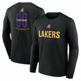 Los Angeles Lakers Center Court Name & Number Custom Long Sleeve T-Shirt Black