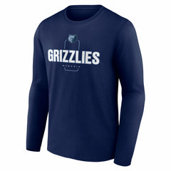 Memphis Grizzlies Center Court Name & Number Custom Long Sleeve T-Shirt Navy