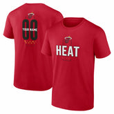 Miami Heat Center Court Name & Number Custom T-Shirt Red