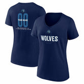 Minnesota Timberwolves Women's Center Court Name & Number Custom V-Neck T-Shirt Navy