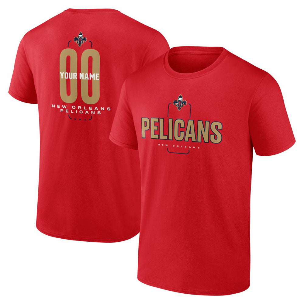 New Orleans Pelicans Center Court Name & Number Custom T-Shirt Red