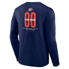 Oklahoma City Thunder Center Court Name & Number Custom Long Sleeve T-Shirt Navy