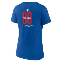 Philadelphia 76ers Women's Center Court Name & Number Custom V-Neck T-Shirt Royal