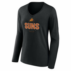 Phoenix Suns Women's Center Court Name & Number Custom Long Sleeve V-Neck T-Shirt Black