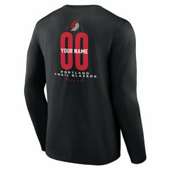 Portland Trail Blazers Center Court Name & Number Custom Long Sleeve T-Shirt Black