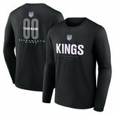 Sacramento Kings Center Court Name & Number Custom Long Sleeve T-Shirt Black