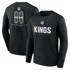 Sacramento Kings Center Court Name & Number Custom Long Sleeve T-Shirt Black