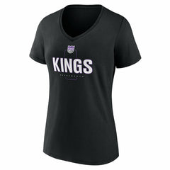Sacramento Kings Women's Center Court Name & Number Custom V-Neck T-Shirt Black