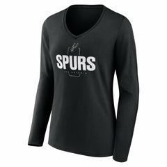 San Antonio Spurs Women's Center Court Name & Number Custom Long Sleeve V-Neck T-Shirt Black