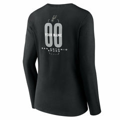San Antonio Spurs Women's Center Court Name & Number Custom Long Sleeve V-Neck T-Shirt Black
