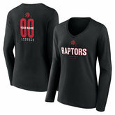 Toronto Raptors Women's Center Court Name & Number Custom Long Sleeve V-Neck T-Shirt Black