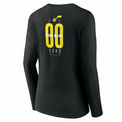 Utah Jazz Women's Center Court Name & Number Custom Long Sleeve V-Neck T-Shirt Black