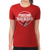 Portland Trail Blazers G-III 4Her by Carl Banks Women's Super-Slim Lightweight Pinstripe Circle Graphic T-Shirt Red