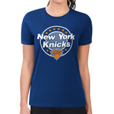 New York Knicks G-III 4Her by Carl Banks Women's Super-Slim Lightweight Pinstripe Circle Graphic T-Shirt Blue