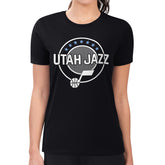 Utah Jazz G-III 4Her by Carl Banks Women's Super-Slim Lightweight Pinstripe Circle Graphic T-Shirt Black