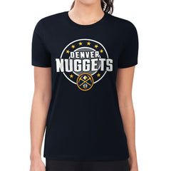 Denver Nuggets G-III 4Her by Carl Banks Women's Super-Slim Lightweight Pinstripe Circle Graphic T-Shirt Navy