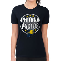 Indiana Pacers G-III 4Her by Carl Banks Women's Super-Slim Lightweight Pinstripe Circle Graphic T-Shirt Navy